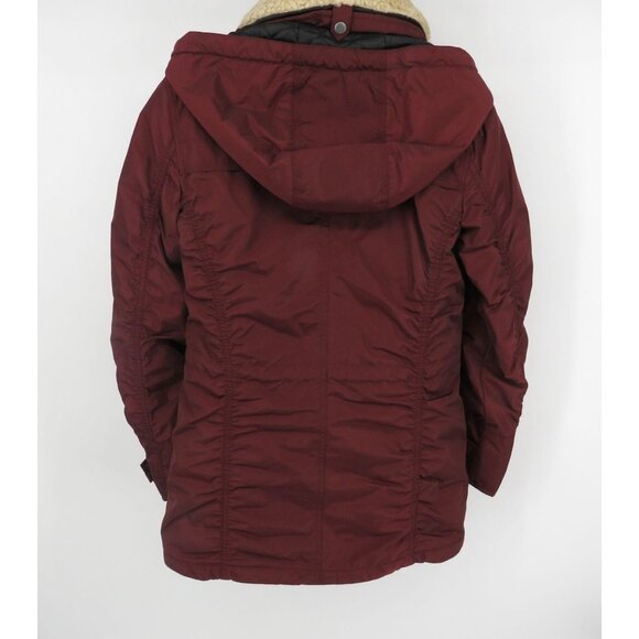 Marc New York Womens Burgundy Hooded Coat W/ Faux Fur Collar XS NWT $150 - Picture 5 of 7